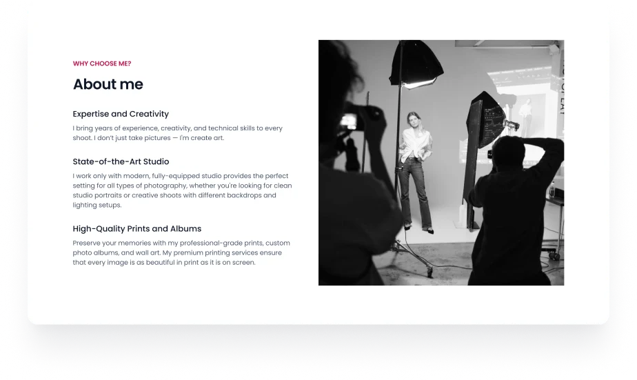 website design for portfolio example hero photo